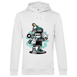 Hoodie barbat cu gluga game on 2 alb