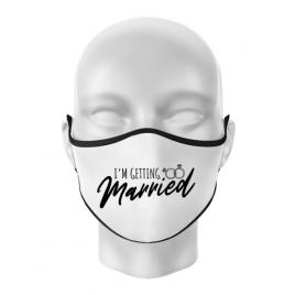 Masca personalizata reutilizabila im getting married alb