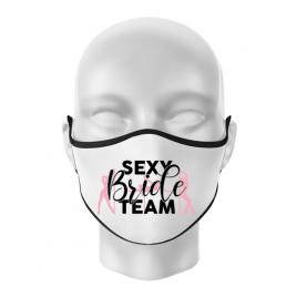 Masca personalizata reutilizabila sexy bride team alb