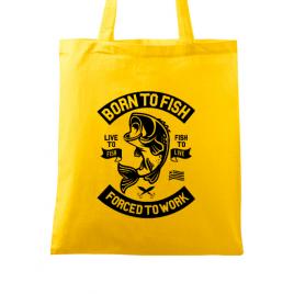 Sacosa din panza born to fish galben
