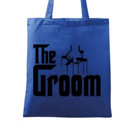 Sacosa personalizata mire the groom albastru regal