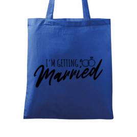 Sacosa personalizata mireasa im getting married albastru regal