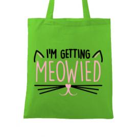 Sacosa personalizata mireasa im getting meowied verde