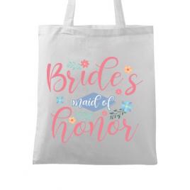 Sacosa personalizata petrecerea burlacitelor brides maid of honor alb