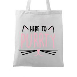 Sacosa personalizata petrecerea burlacitelor here to purrty alb