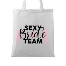Sacosa personalizata petrecerea burlacitelor sexy bride team alb