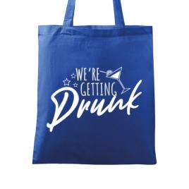 Sacosa personalizata petrecerea burlacitelor we are getting drunk albastru regal