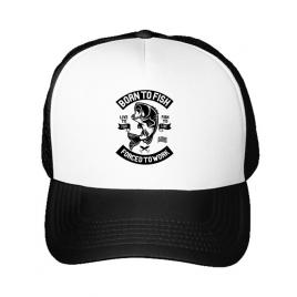 Sapca personalizata born to fish alb