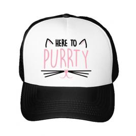 Sapca personalizata petrecerea burlacitelor here to purrty alb