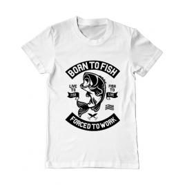Tricou adler barbat born to fish alb