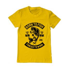 Tricou adler barbat born to fish galben