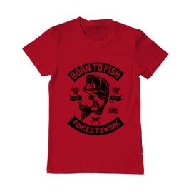 Tricou adler barbat born to fish rosu