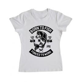 Tricou adler dama born to fish alb