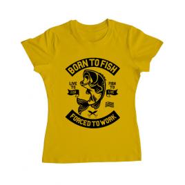 Tricou adler dama born to fish galben