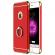 Pachet husa Apple iPhone 7+ Luxury Red Plated cu Inel de sustinere si folie de sticla gratis