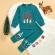 Pijama turqoise pentru copii - merry christmas (marime disponibila: 3-6 luni