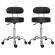 Set 2x Scaun salon cu spatar Negru, Taburet rotativ pe roti