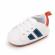 Adidasi albi cu dungi bleumarine si insertie portocalie (marime disponibila: