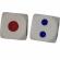 Set 2 zaruri, 12 mm, albe cu puncte albastre si rosii