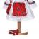 Costum traditional botez pentru fetite, 5 piese, broderie rosie, denikos® 1026