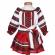 Costum traditional pentru fetite, 3 piese, copii 1 - 14 ani, alb - rosu