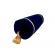Perna decorativa cilindrica bleumarin inchis din catifea si auriu 50 cm x 22 cm Zalnok