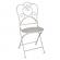 Set 2 scaune pliabile si masa fier forjat alb patinat cu gri Ø 70 cm x 75 h / 42 cm x 39 cm x 93 h (x2)