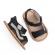 Sandalute negre cu insertie gri pentru baietei (marime disponibila: 12-18 luni