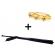 Set baston telescopic din otel, negru, 64 cm + box craniu auriu