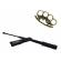 Set baston telescopic flexibil negru maner tip tonfa 47 cm +  pumnal/box crani