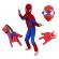 Set costum spiderman, marime 5-7 ani, doua lansatoare si masca plastic led, rosu