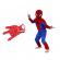 Set costum spiderman, marime 5-7 ani, doua lansatoare si masca plastic led, rosu