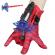 Set costum spiderman, marime 5-7 ani, doua lansatoare si masca plastic led, rosu