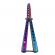 Briceag de antrenament ideallstore®, model fluture, rainbow distortion, otel, 22.5 cm, multicolor