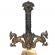 Sabie decorativa ideallstore®, panoplie lemn, duo dragon, 110 cm, maro