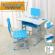 Birou + scaunel reglabile/albastru/pal+metal+plastic