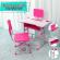 Birou + scaunel reglabile/roz/pal+metal+plastic