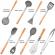 Set 9 ustensile de bucatarie din silicon cu maner din lemn, HKG0096