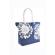 Geanta pentru plaja, albastru inchis cu flori albe, 46 x 34.5 cm, BB0865C