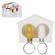 Suport chei duo casuta si breloc pasare cu fluier, alb-galben, Duo Sparrow Key Ring, T3369