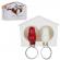 Suport chei duo casuta si breloc pasare cu fluier, alb-rosu, Duo Sparrow Key Ring, T3369