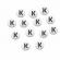 Margele acrlice cu litera K rotunde, 7 mm, White, 100 bucati, Vivo AK701