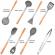Set 8 ustensile de bucatarie din silicon cu maner din lemn, HKG0096-8