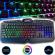 Tastatura mecanica pentru gaming cu iluminare RGB, cu cablu de 140 cm, negru, GamerX, ELE6214OB