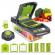 Razatoare multifunctionala Alista Home, 14 piese , lame inox, Pentru legume si fructe, maner protectie , 35 x 11 x 14 cm, usor de utilizat si curatat, Verde/Gri