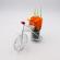 Aranjament floral, bicicleta metal, trandafir portocaliu din sapun in cosulet
