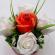 Aranjament floral, cutie trandafiri,  4 trandafiri albi din sapun si unul portocaliu