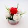 Aranjament floral, cutie trandafiri,  4 trandafiri albi din sapun si unul rosu