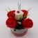 Aranjament floral, cutie trandafiri,  4 trandafiri rosii din sapun si unul alb