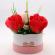 Aranjament floral, cutie trandafiri,  4 trandafiri rosii din sapun si unul alb